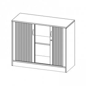 Schrank mit Rollo, 2 Ordnerhöhen - Serie evo180 B/H/T: 100x82x50 cm, Querrolladen, abschließbar, mit Sockel (81 mm)-image