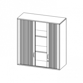 Aufsatzschrank mit Rollo, 3 Ordnerhöhen - Serie evo180 B/H/T: 100x108x50 cm, Querrolladen, abschließbar-image