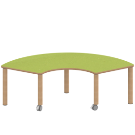 Tisch ZALOTTI mit Linoleum-Belag Drittelkreistische, Stellfläche B/T: 173x80 cm, Höhen 25…76 cm, Massivholzbeine Ø 60 mm, Fußvariante: fahrbar-image