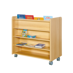 Wendebibliothek doppelseitig, fahrbar B/H/T: 102x94x50 cm, Wendebibliothek mit 7 Ablagen, Dekor nach Wahl Wendebibliothek doppelseitig, fahrbar B/H/T: 102x94x50 cm, Wendebibliothek mit 7 Ablagen, Dekor nach Wahl-image