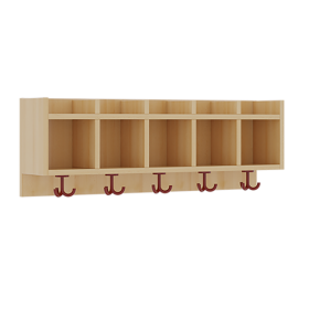 einfache Garderobenablage Fächer, darunter 3fach-Haken, oben offene Unterteilungen, H/T: 34,5x20 cm-image