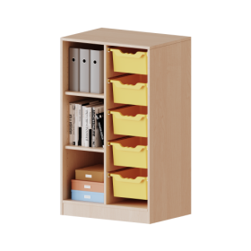 ErgoTray Regal, zweireihig, 3 Ordnerhöhen - evo180 Serie Breite 70,3 cm, Gesamthöhe 118 cm, mit Sockel, links 3 Fächer, rechts 5 hohe ErgoTray Boxen-image