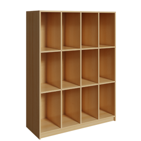 Schultaschenregal mit 12 Fächern B/H/T: 122x160x45 cm, 4reihig mit 3 Fächern übereinander Schultaschenregal mit 12 Fächern B/H/T: 122x160x45 cm, 4reihig mit 3 Fächern übereinander-image