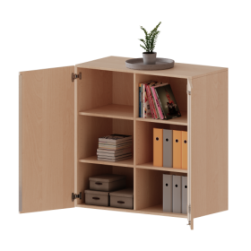 Aufsatzschrank für ErgoTray Serie, 3 Ordnerhöhe - Serie evo180 B/H/T: 104,5x108x40 cm, zwei Türen, mit Mittelwand-image