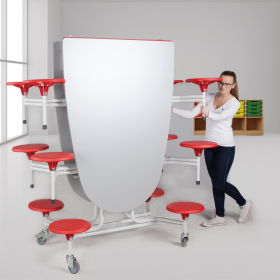 Spaceflex 2.0 Klapptisch mit integrierten Stühlen, oval, melaminharzbeschichteter Spanplatte B/H/T: 305x74x107 cm, 12 Sitze Farbe Gelb, Sitzhöhe 46 cm-image