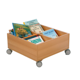 Bücherkiste auf Rollen, 4 Fächer B/H/T: 60x32x60 cm Bücherkiste auf Rollen, 4 Fächer B/H/T: 60x32x60 cm-image