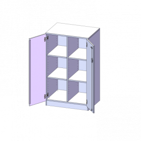 Schrank, zweireihig, 3 Ordnerhöhen - evo180 Serie B/H/T: 70,3x118x50 cm, zweitürig, mit Sockel (81 mm), ohne Boxen-image