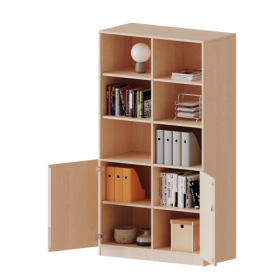 ErgoTray Kombi-Schrank, dreireihig, 5 Ordnerhöhen - evo180 Serie B/H/T: 104,5x190x50 cm, 2 OH unten mit Türen, oben 3 OH Regal, mit Sockel (81 mm), mit Mittelwand-image