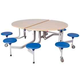 Spaceflex 2.0 Klapptisch rund mit 8 integrierten Stühlen, Vollkernplatte "PowerSurf" B/H/T: 153x74x136 cm, Sitzfarbe wählbar, Tischplattenfarbe wählbar-image