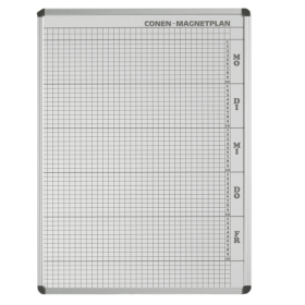 Plantafel mit Personalplan und Stundenraster aus beschreibbarer Premium Stahlemaille, weiß Oberflächen magnethaftend, Rastermaß BxH: 20 x 20/16 mm-image