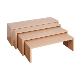 Set aus 4 Sitzbänken mit Stahlunterzügen, übereinander stapelbar B/H/T: 108/100/92/84x38/34/30/26x32 cm-image