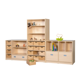 Korpusregalsystem "Theo" - bestehend aus 3 Regal Elementen B/H/T: 282x80/160x40 cm, mit Schüben und Massivholzkästen-image