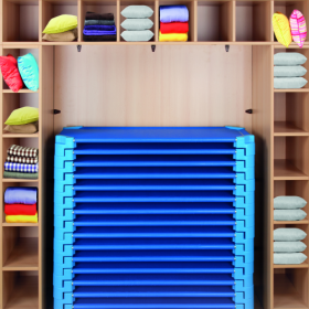 Regal für Bettzeug und Stapelliegen B/H/T: 200x190x60 cm,für max. 20 Liegen, 20 Bettzeugfächer-image