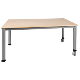 Fahrbarer rechteckiger Tisch, Platte mit Schichtstoff verschiedene Größen in wählbarer Höhe, Stahlrohr-Füße Ø 60 Fahrbarer rechteckiger Tisch, Platte mit Schichtstoff verschiedene Größen in wählbarer Höhe, Stahlrohr-Füße Ø 60-image