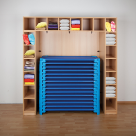 Regal für Bettzeug und Stapelliegen B/H/T: 200x190x60 cm,für max. 20 Liegen, 20 Bettzeugfächer-image