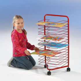 Trockenwagen fahrbar mit 17 Trockenrosten B/H/T: 40x85x30 cm in rot-image