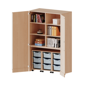 Garagenschrank ohne Sockel, 5 Ordnerhöhen - Serie evo180 B/H/T: 120x190x60 cm, 3 Container mit je 3 hohen ErgoTray Boxen-image