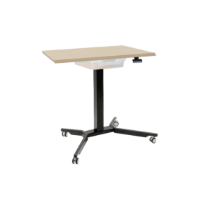 Sitz- / Stehtisch fahrbar mit Schublade und Melaminplatte H: 70-111 cm, fahrbarer und höhenverstellbarer Tisch Sitz- / Stehtisch fahrbar mit Schublade und Melaminplatte H: 70-111 cm, fahrbarer und höhenverstellbarer Tisch-image