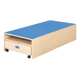 Rechteck-Podest mit Auszugsbett, Linoleum-Deckplatte B/T: 150x70 cm, Höhe wählbar, Auszugsbett für Liegepolster Rechteck-Podest mit Auszugsbett, Linoleum-Deckplatte B/T: 150x70 cm, Höhe wählbar, Auszugsbett für Liegepolster-image