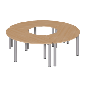 Set aus 3 Drittelkreistischen mit Rundrohrfüssen, Melaminharzplatten 3 Drittelkreistische für Kreis-Ø 200 cm, Stahlzargengestell mit Rundrohrfüssen Ø 60, Melaminharz-Tischplatte, wählbare Höhe Set aus 3 Drittelkreistischen mit Rundrohrfüssen, Melaminharzplatten 3 Drittelkreistische für Kreis-Ø 200 cm, Stahlzargengestell mit Rundrohrfüssen Ø 60, Melaminharz-Tischplatte, wählbare Höhe-image