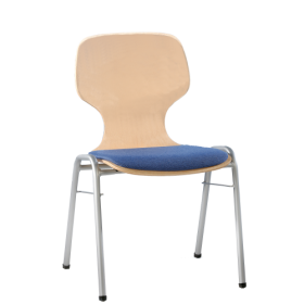 Schalenstuhl mit Sitzpolster und Rundrohrgestell, stapelbar Stapelstuhl mit Sitzpolster und Vierfuß- Rundrohrgestell-image