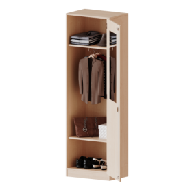 Garderobenschrank mit Spiegel und Garderobenstange, 5 Ordnerhöhen - Serie evo180 Breite 60 cm, Gesamthöhe 190 cm, 1 Tür, abschließbar, mit Sockel (81 mm) Garderobenschrank mit Spiegel und Garderobenstange, 5 Ordnerhöhen - Serie evo180 Breite 60 cm, Gesamthöhe 190 cm, 1 Tür, abschließbar, mit Sockel (81 mm)-image