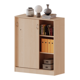 Schiebetürenschrank, 3 Ordnerhöhen - Serie evo180 B/H/T: 100x118x40 cm, abschließbar, mit Mittelwand, mit Sockel (81 mm)-image