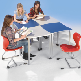 Swing-It 1er Wellentisch, Schultisch 65x65 cm, Höhe 64 cm , Melamintischplatte mit ABS-Kante-image
