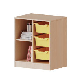 ErgoTray Regal, zweireihig, 2 Ordnerhöhen - evo180 Serie Breite 70,3 cm, Gesamthöhe 82 cm, mit Sockel, links 2 Fächer, rechts 3 hohe ErgoTray Boxen-image