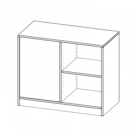 Raumteiler Regal, 2 Ordnerhöhen - Serie evo180 B/H/T: 100x82x50 cm, 4 Fächer, wechselseitig angeordnet, mit Sockel (81 mm)-image