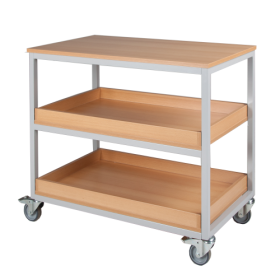 Vorbereitungswagen mit 3 Ablageböden, 2 mit Aufkantung, fahrbar B/H/T: 100x90x60 cm Vorbereitungswagen mit 3 Ablageböden, 2 mit Aufkantung, fahrbar B/H/T: 100x90x60 cm-image