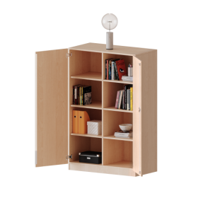 Schrank, 4 Ordnerhöhen - Serie evo180 B/H/T: 100x154x50 cm, 2 Türen, abschließbar, mit Mittelwand, mit Sockel (81 mm)-image