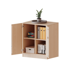 Schrank, zweireihig, 2 Ordnerhöhen - evo180 Serie B/H/T: 70,3x82x50 cm, zweitürig, mit Sockel (81 mm), ohne Boxen-image