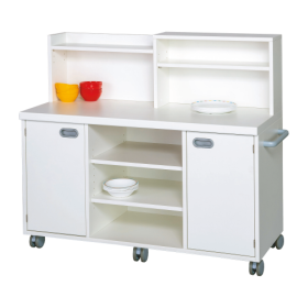 Servierwagen B/H/T: 120/132x107x52 cm, mobiler 3teiliger Unterschrank mit Arbeitsplatte und Aufsatz-image
