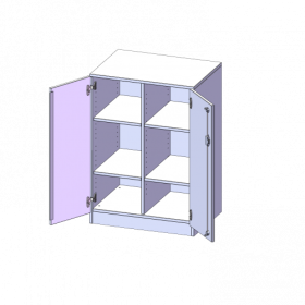 Schrank, zweireihig, 2 Ordnerhöhen - evo180 Serie B/H/T: 70,3x100x50 cm (2,5 Ordnerhöhen!), zweitürig, mit Sockel (81 mm), ohne Boxen-image